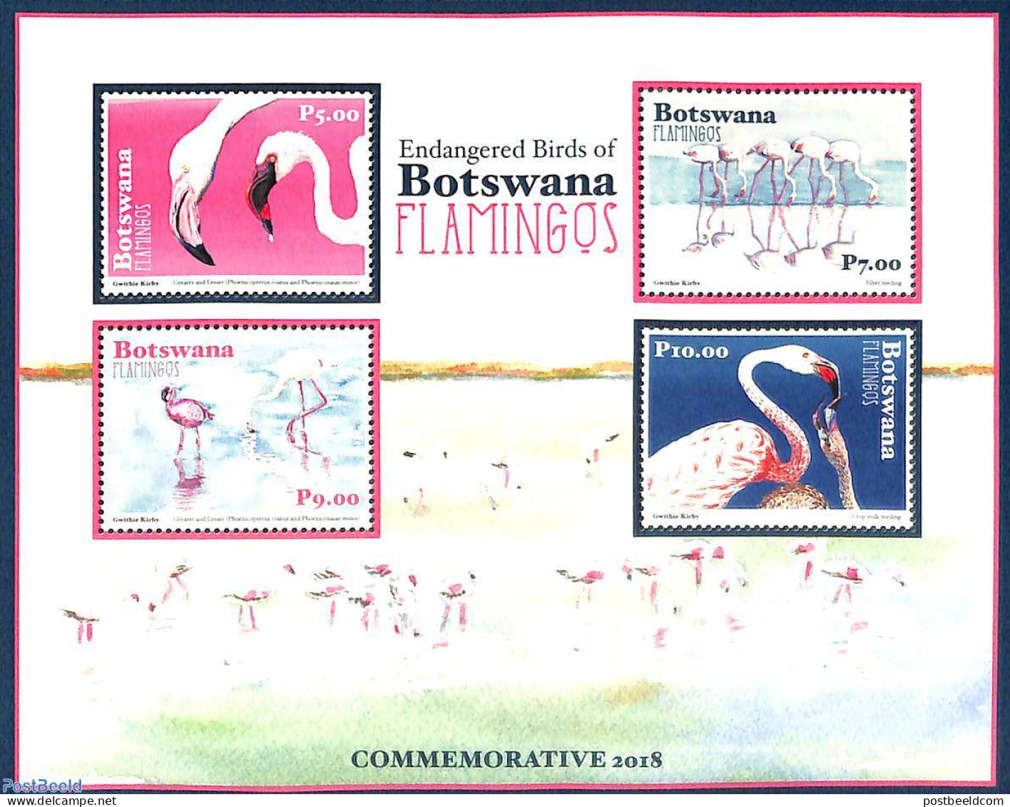 Botswana 2018 Flamingos 4v M/s, Mint NH, Nature - Birds - Botswana (1966-...)