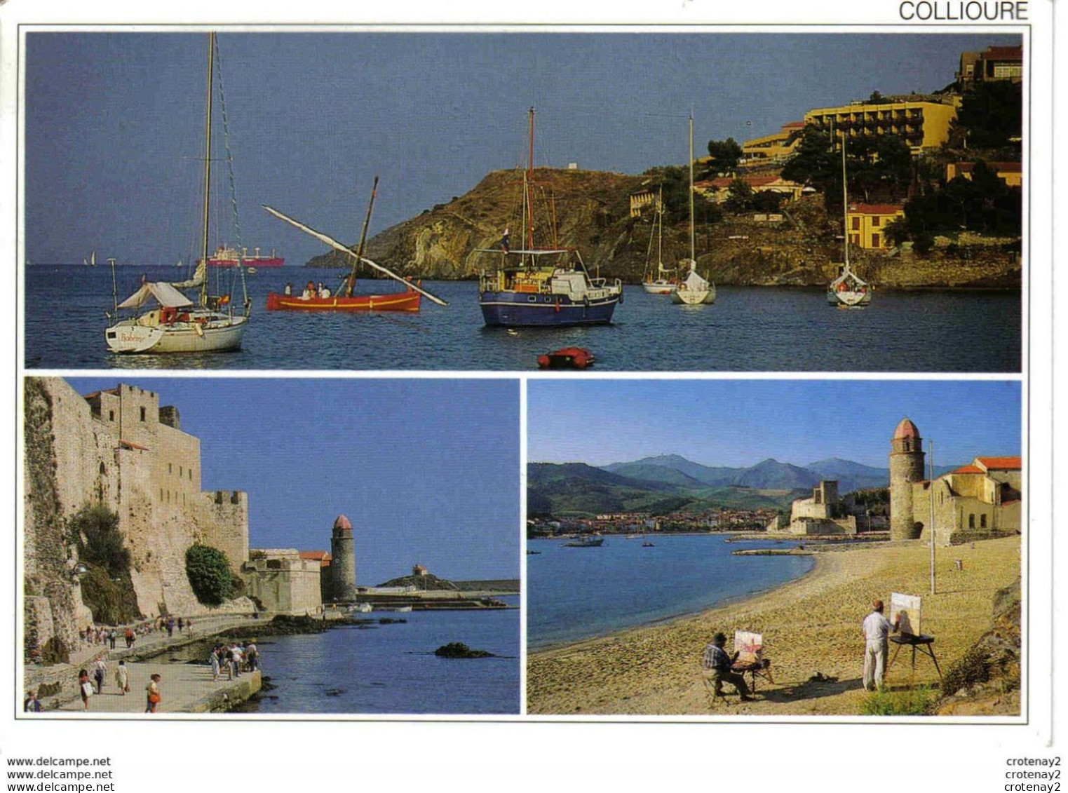 66 COLLIOURE En 3 Vues Port Château Royal Peintres Chevalets Voiliers Yachts En 1993 Message Du Sud Le Boulou - Collioure