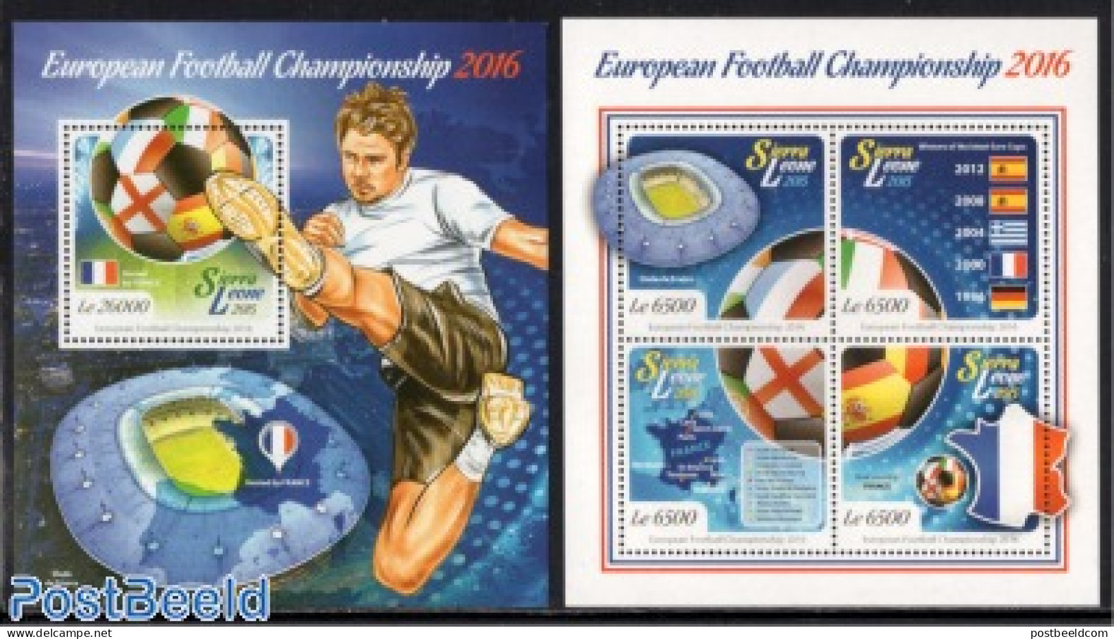 Sierra Leone 2016 European Football Championship, 2 S/s, Mint NH, Sport - Football - Sonstige & Ohne Zuordnung