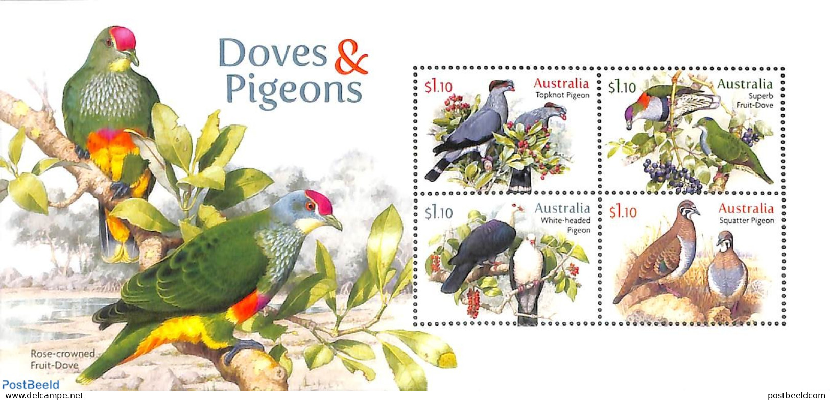 Australia 2021 Pigeons S/s, Mint NH, Nature - Birds - Ongebruikt