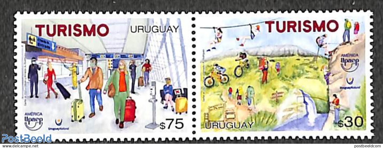 Uruguay 2021 UPAEP 2v, Tourism [:], Mint NH, Health - Sport - Various - Cycling - U.P.A.E. - Tourism - Art - Children .. - Ciclismo