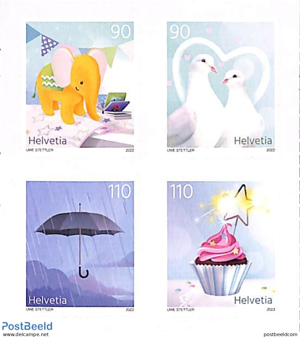 Switzerland 2022 Special Events 4v S-a, Mint NH, Nature - Birds - Elephants - Pigeons - Neufs