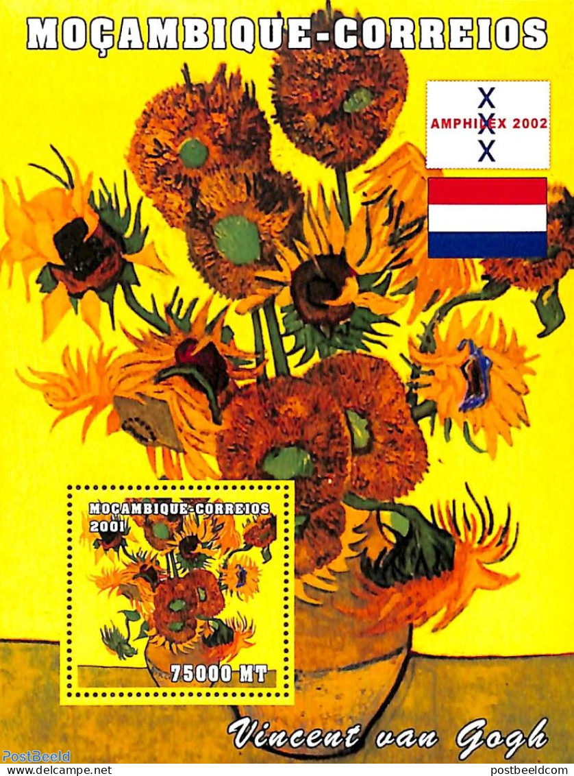 Mozambique 2001 Vincent Van Gogh, Amphilex S/s, Mint NH, History - Nature - Netherlands & Dutch - Flowers & Plants - A.. - Géographie