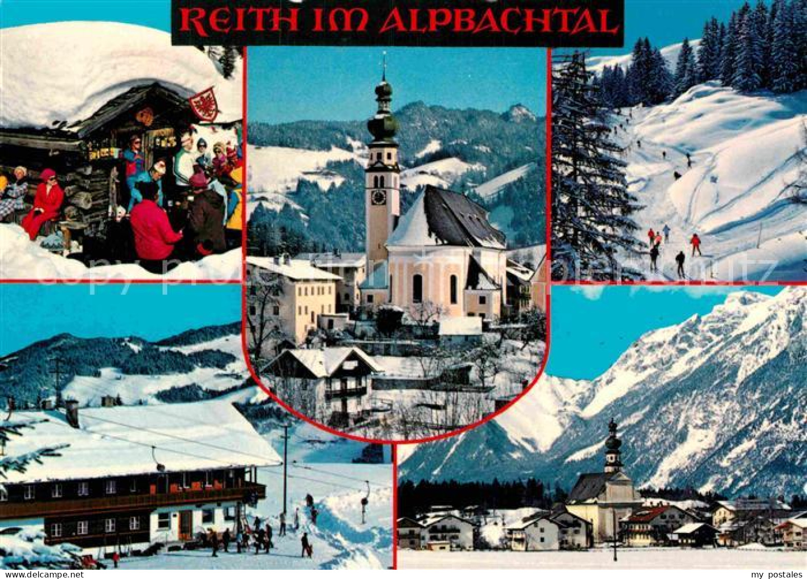 72852844 Reith Alpbachtal Ortsmotive Mit Kirche Wintersportplatz Alpen Skihuette - Autres & Non Classés