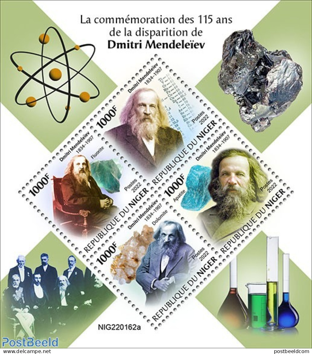 Niger 2022 115th Memorial Anniversary Of Dmitri Mendeleev, Mint NH, History - Science - Geology - Niger (1960-...)