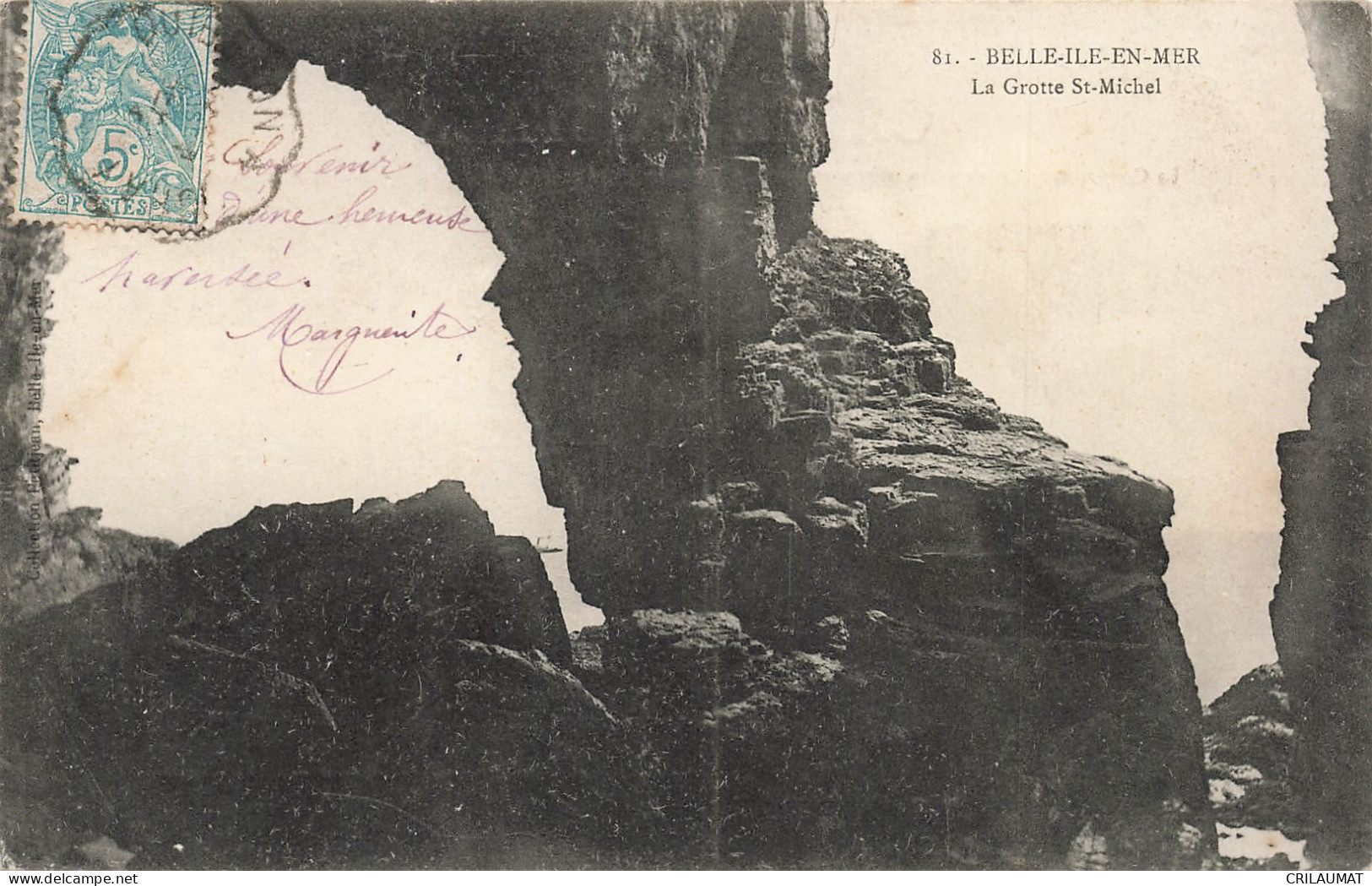 56-BELLE ILE EN MER LA GROTTE SAINT MICHEL-N°T5279-B/0025 - Belle Ile En Mer