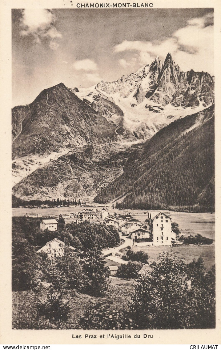 74-CHAMONIX MONT BLANC LES PRAZ ET AIGUILLE DU DRU-N°T5279-A/0257 - Chamonix-Mont-Blanc