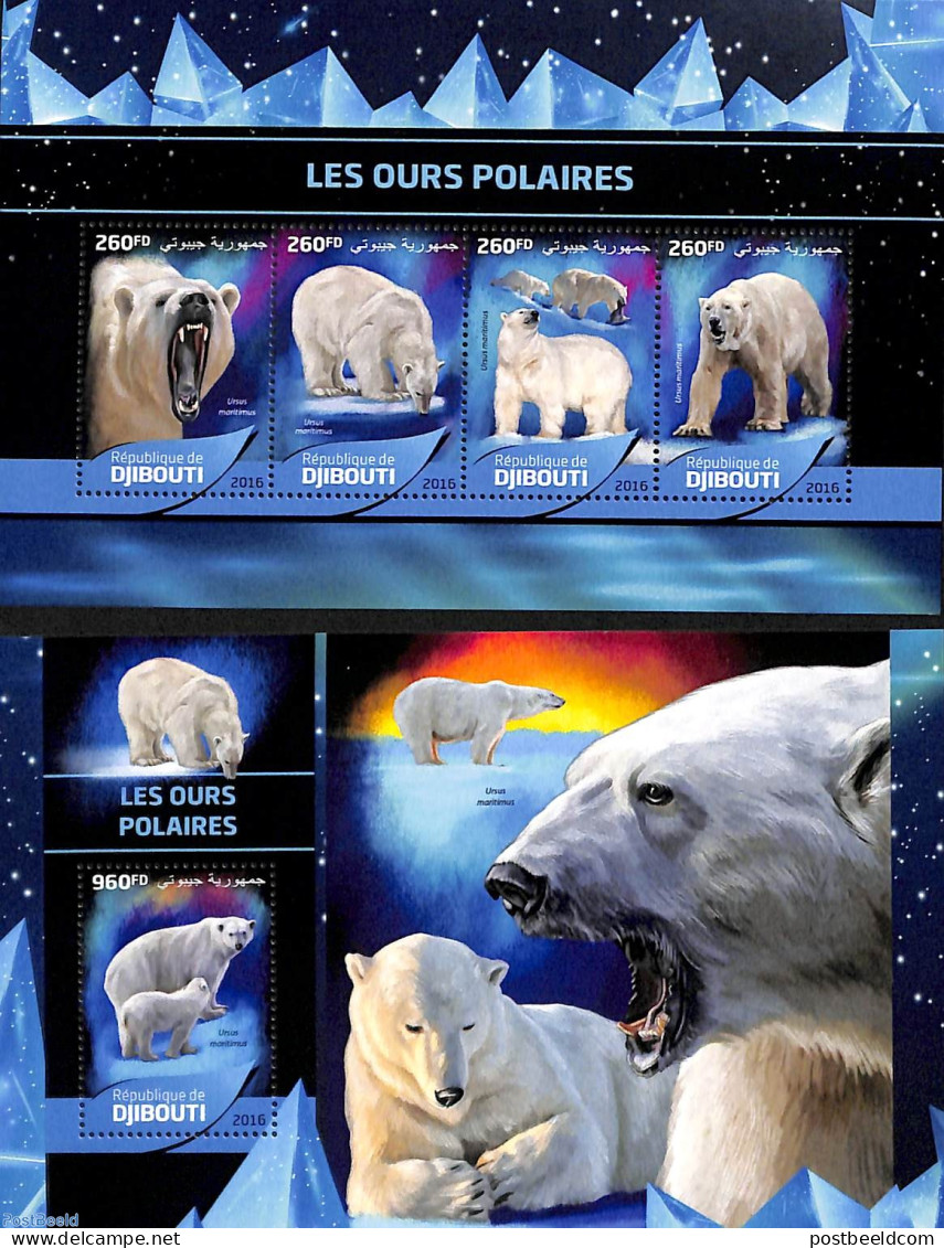Djibouti 2016 Polar Bears 2 S/s, Mint NH, Nature - Animals (others & Mixed) - Bears - Gibuti (1977-...)