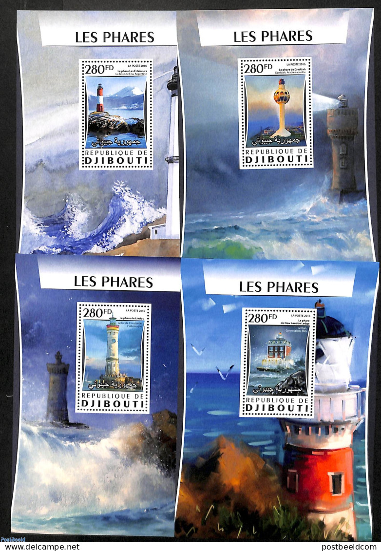 Djibouti 2016 Lighthouses 4 S/s, Mint NH, Various - Lighthouses & Safety At Sea - Vuurtorens