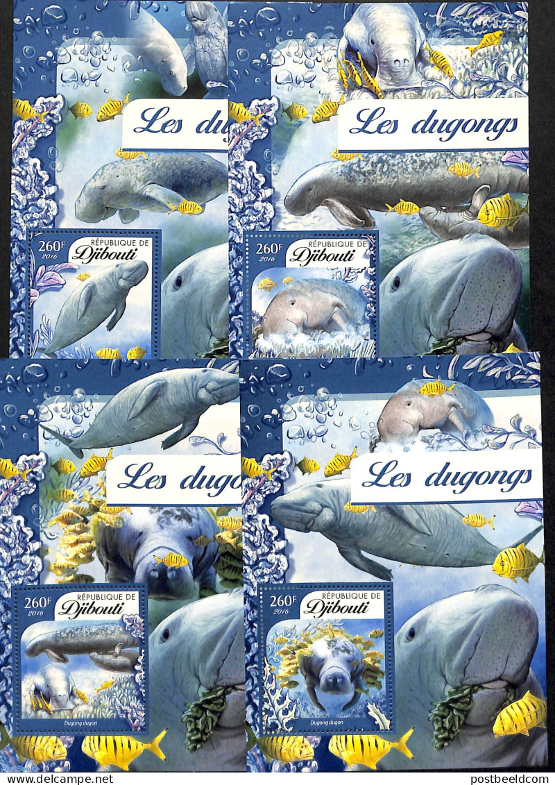 Djibouti 2016 Dugings 4 S/s, Mint NH, Nature - Sea Mammals - Yibuti (1977-...)