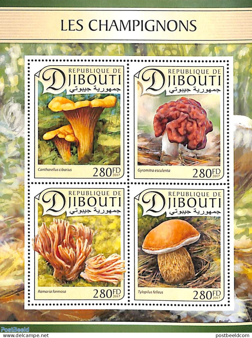 Djibouti 2017 Mushrooms 4v M/s, Mint NH, Nature - Mushrooms - Pilze