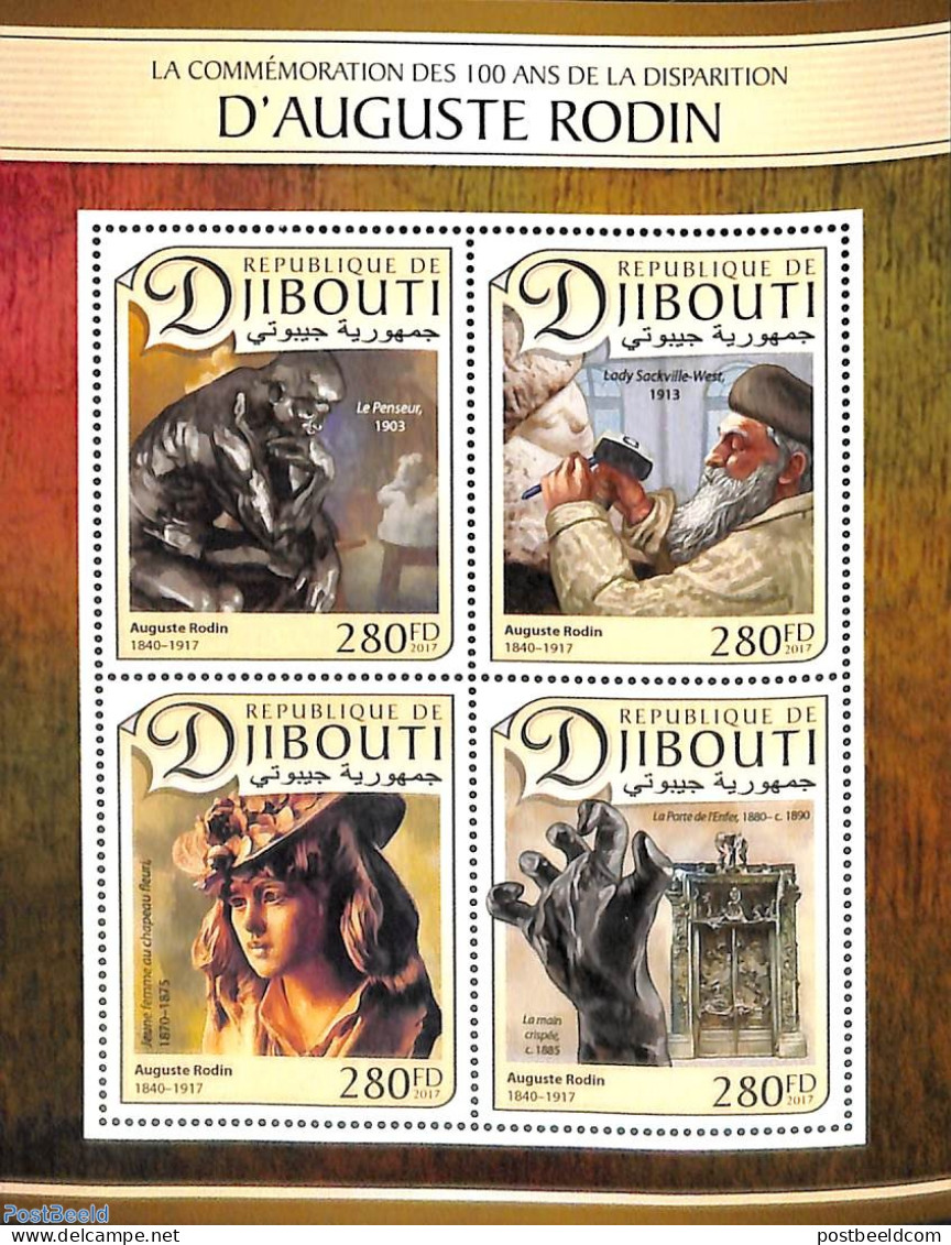 Djibouti 2017 Auguste Rodin 4v M/s, Mint NH, Art - Sculpture - Escultura