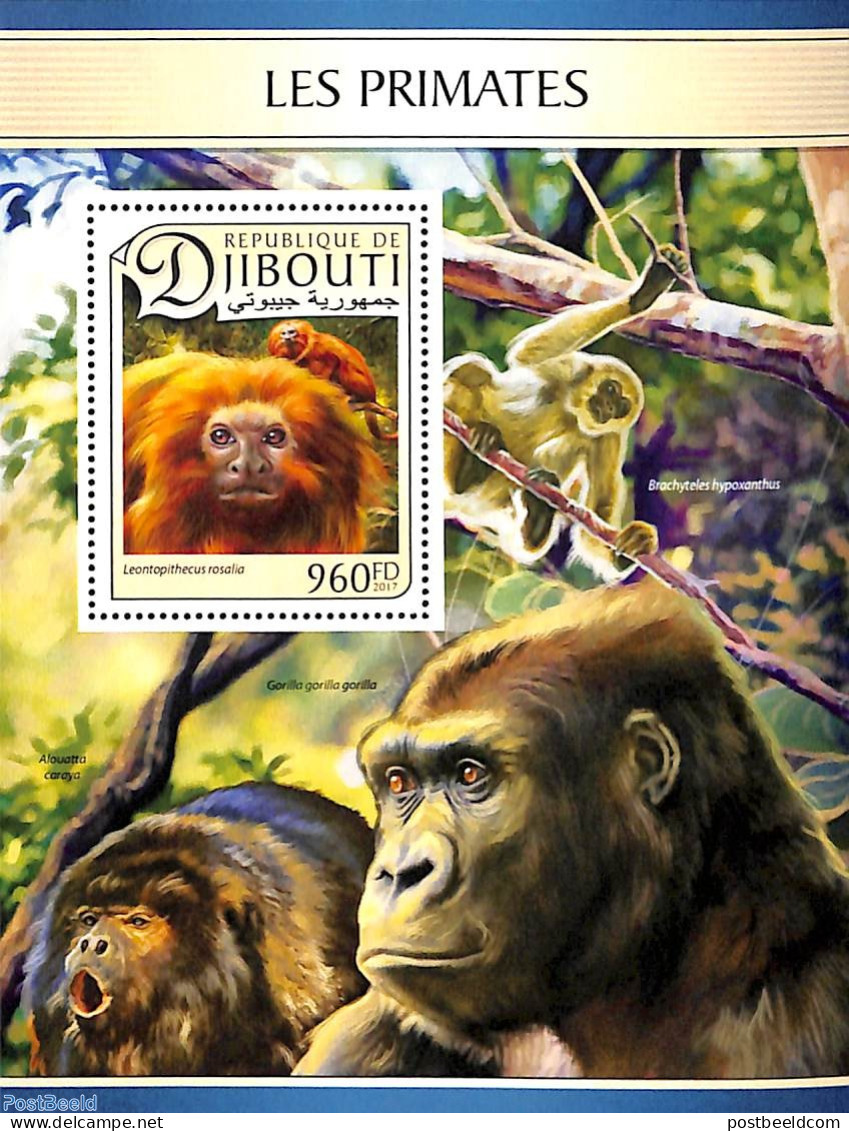 Djibouti 2017 Primates S/s, Mint NH, Nature - Monkeys - Dschibuti (1977-...)