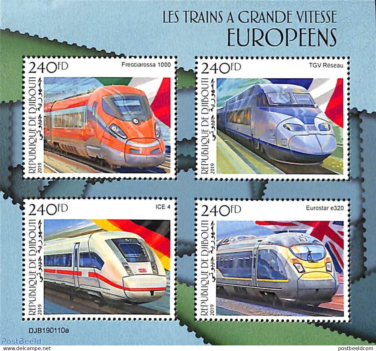 Djibouti 2019 High Speed Trains 4v M/s, Mint NH, Transport - Railways - Eisenbahnen
