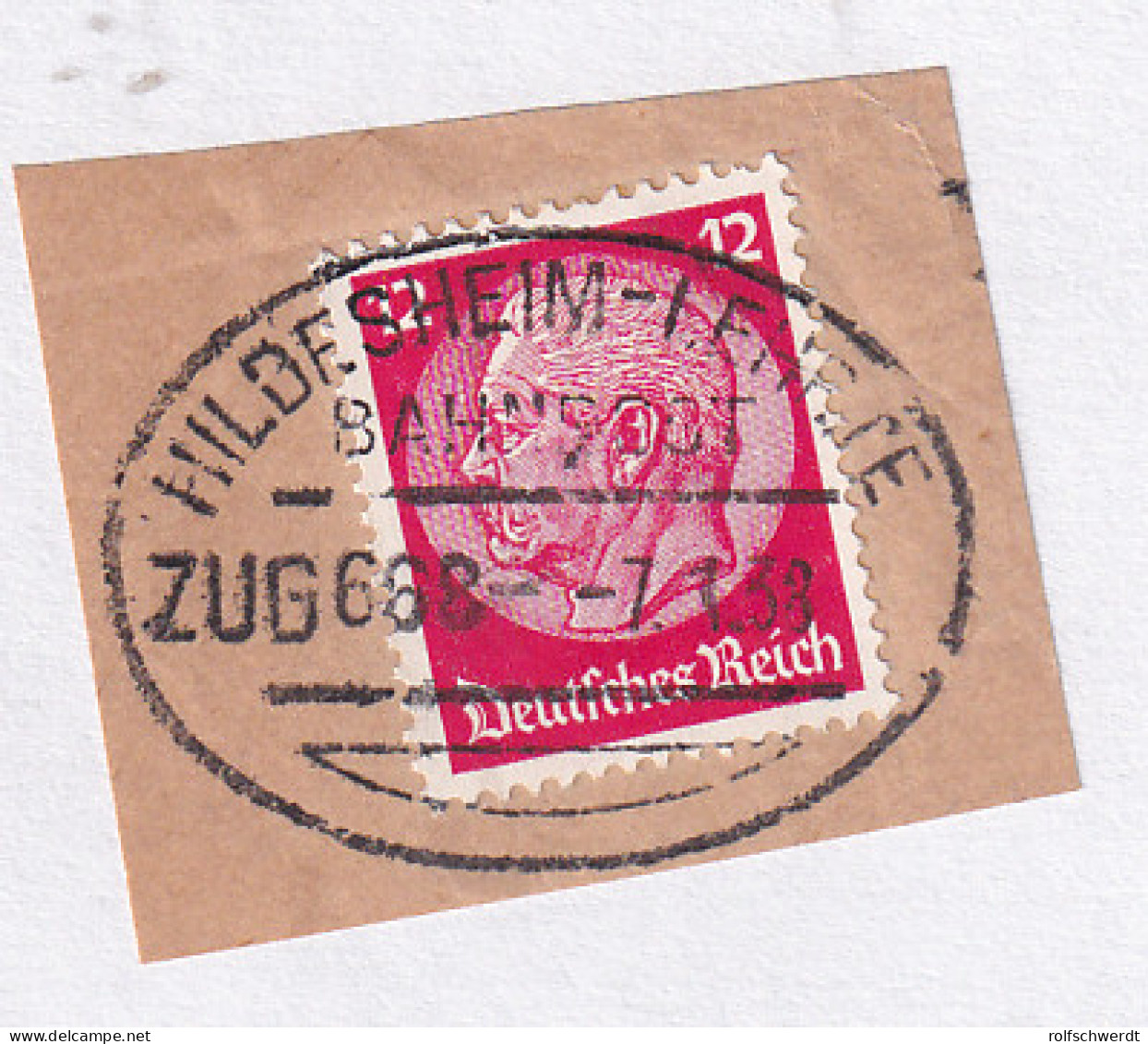 HILDESHEIM-LEHRTE BAHNPOST ZUG 688 7.1.38 Auf Briefstück - Other & Unclassified