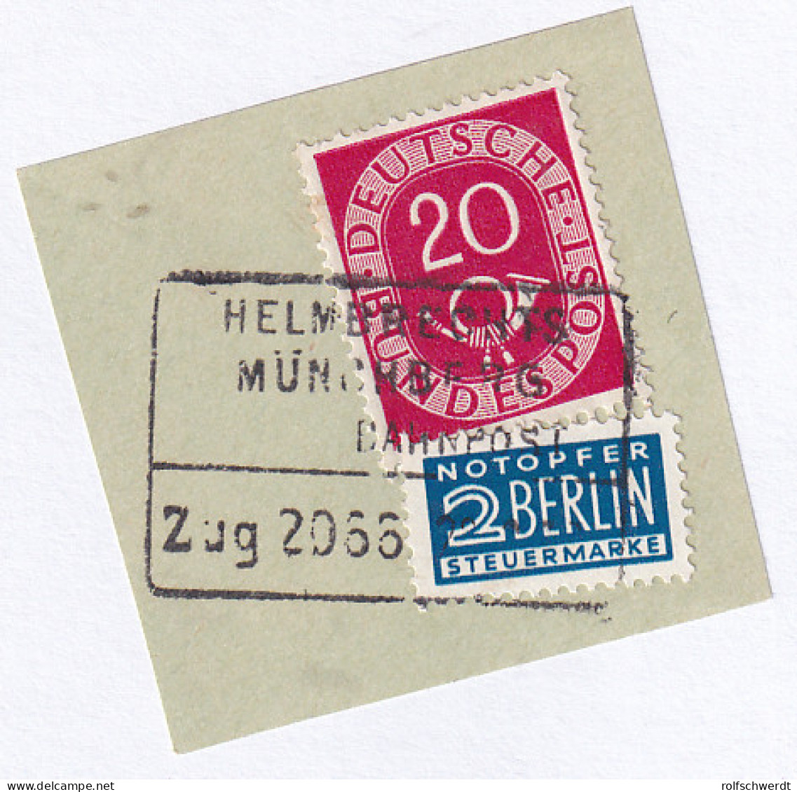 HELMBRECHTS-MÜNCHBERG BAHNPOST Zug 2066 28.8.52 Auf Briefstück - Autres & Non Classés