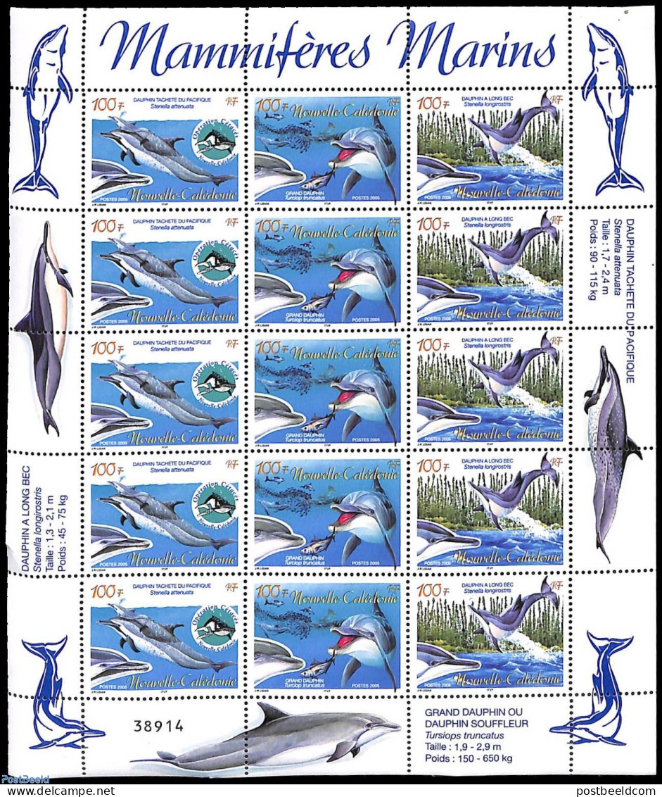 New Caledonia 2005 Dolphins M/s, Mint NH, Nature - Sea Mammals - Neufs
