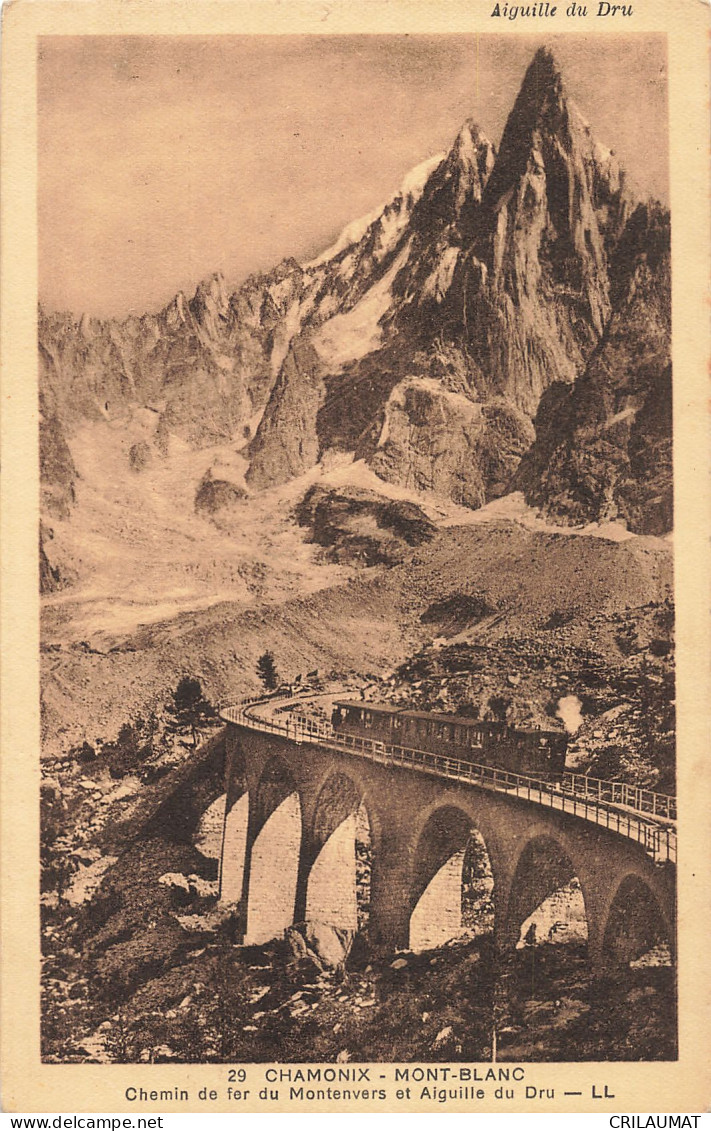 74-CHAMONIX MONT BLANC AIGUILLE DU DRU ET CHEMIN DE FER-N°T5279-C/0263 - Chamonix-Mont-Blanc