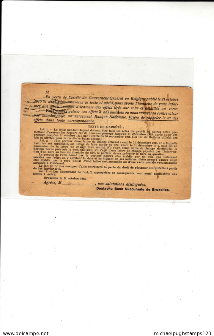 Belgium / German Occupation / W.WI. Censorship / Registered Postcards - Other & Unclassified