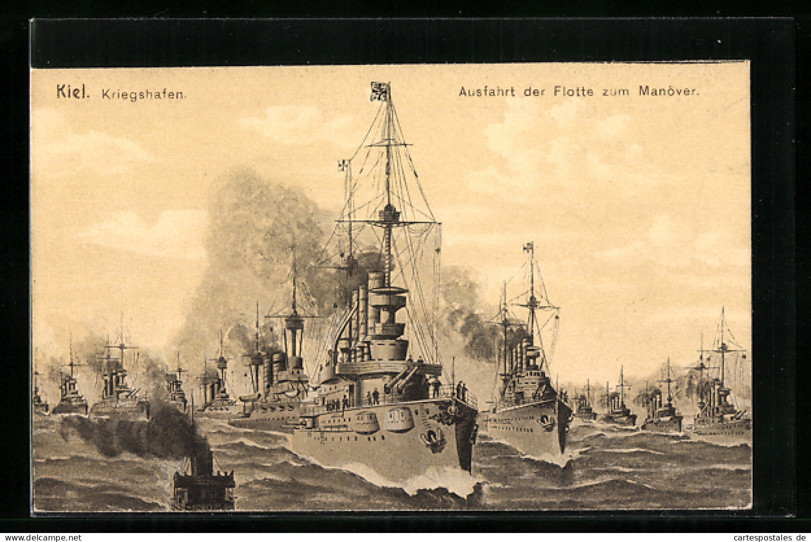 AK Ausfahrt Der Flotte Aus Dem Kieler Kriegshafen Zum Manöver  - Warships