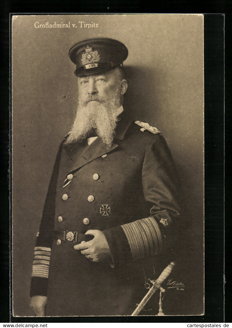 AK Kapitän Grossadmiral V. Tirpitz In Uniform Mit Eisernem Kreuz  - Sonstige & Ohne Zuordnung