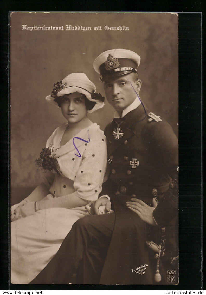 AK Portrait Von Kapitänleutnant Weddigen Und Gemahlin  - Krieg