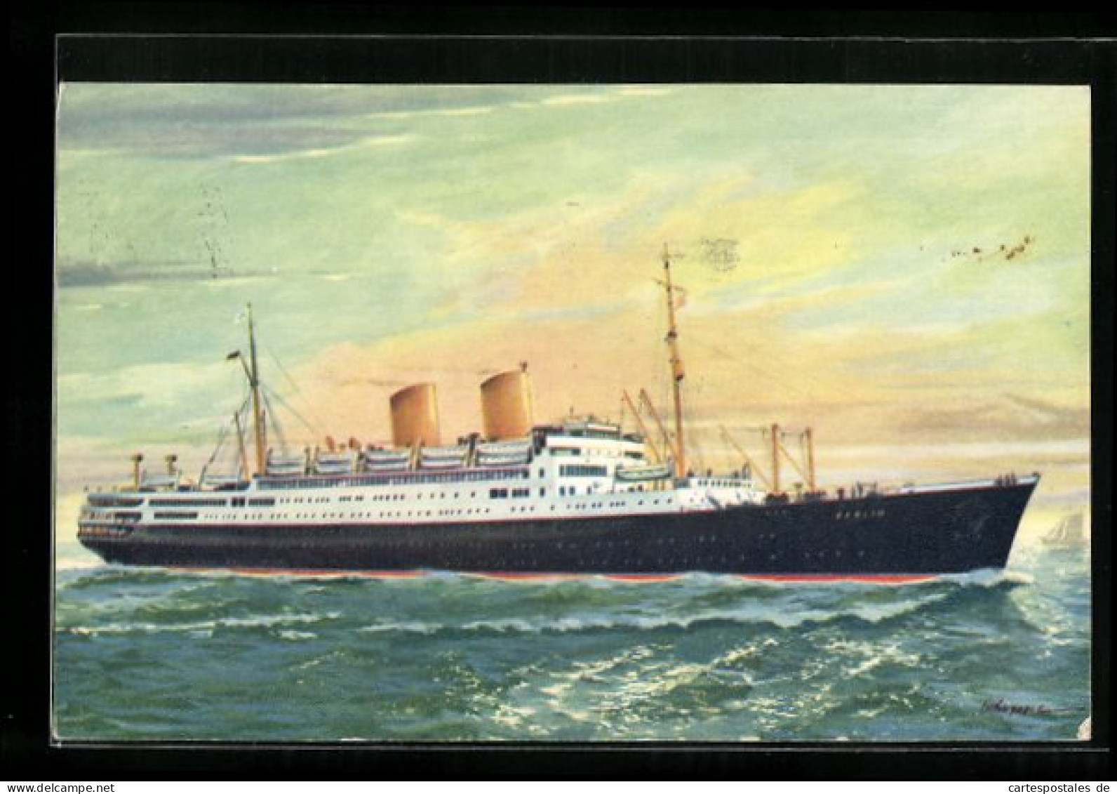 Künstler-AK Passagierschiff Berlin, Norddeutscher Lloyd Bremen  - Steamers