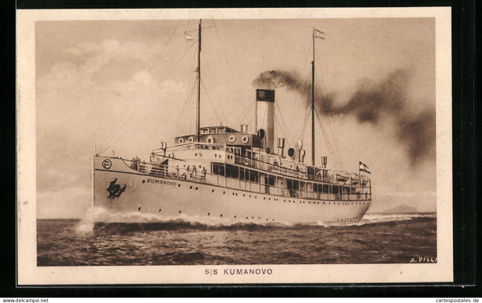 AK Dampfer SS Kumanovo Auf See  - Paquebots