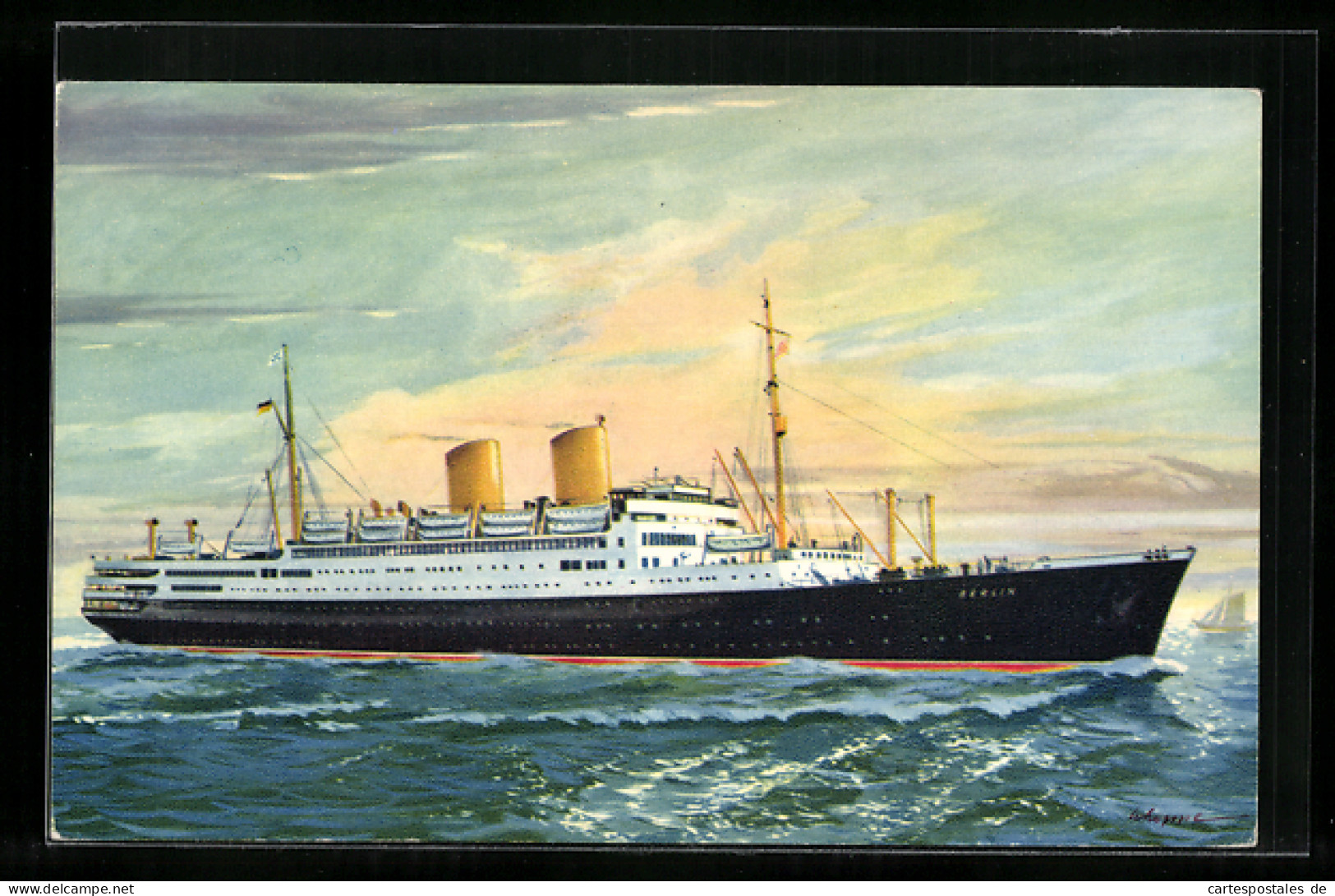 Künstler-AK Passagierschiff MS Berlin, Dampfer Der Norddeutschen Lloyd  - Steamers