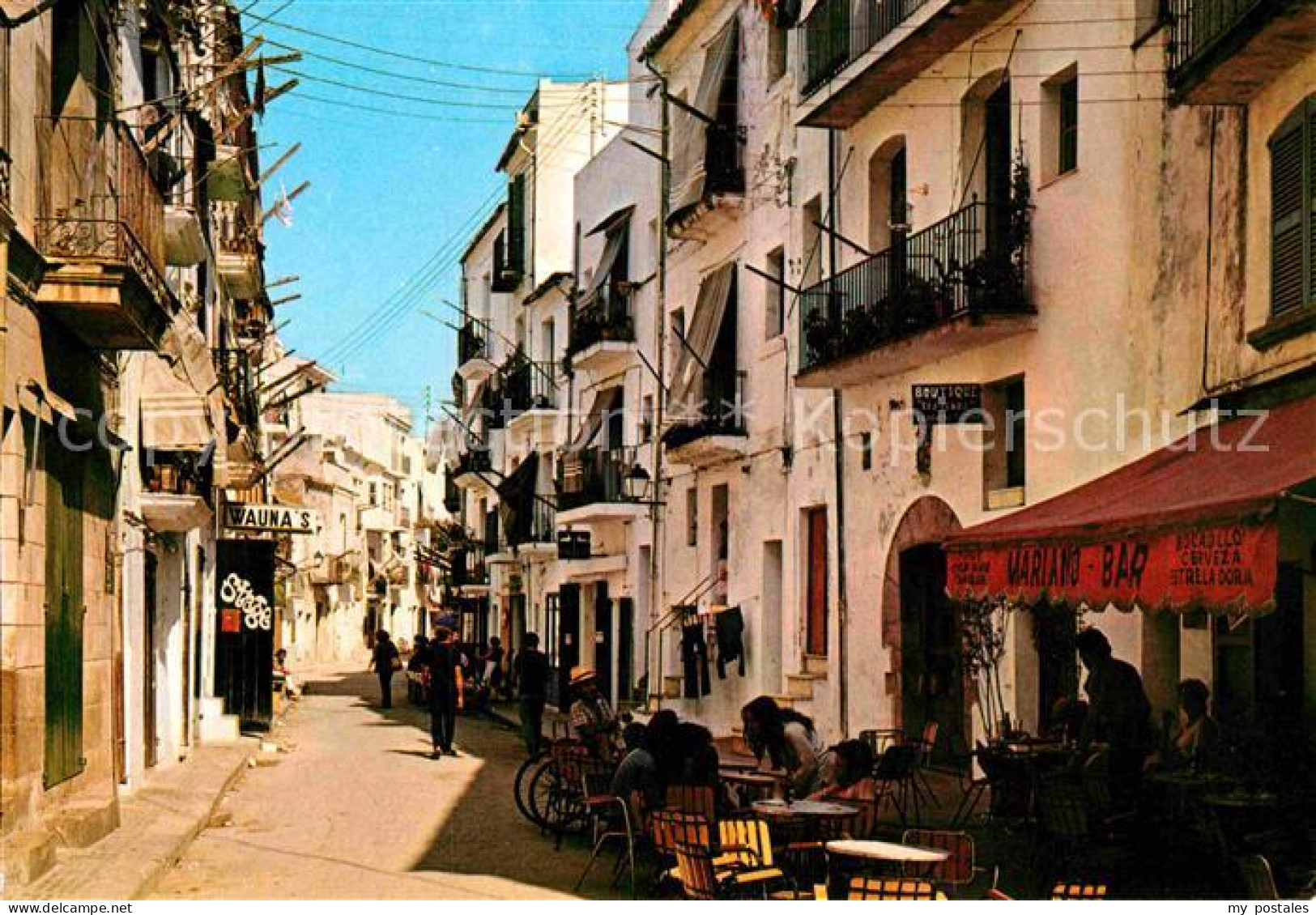 72851976 Ibiza Islas Baleares Calle Tipica Gasse Strassencafe Ibiza - Andere & Zonder Classificatie