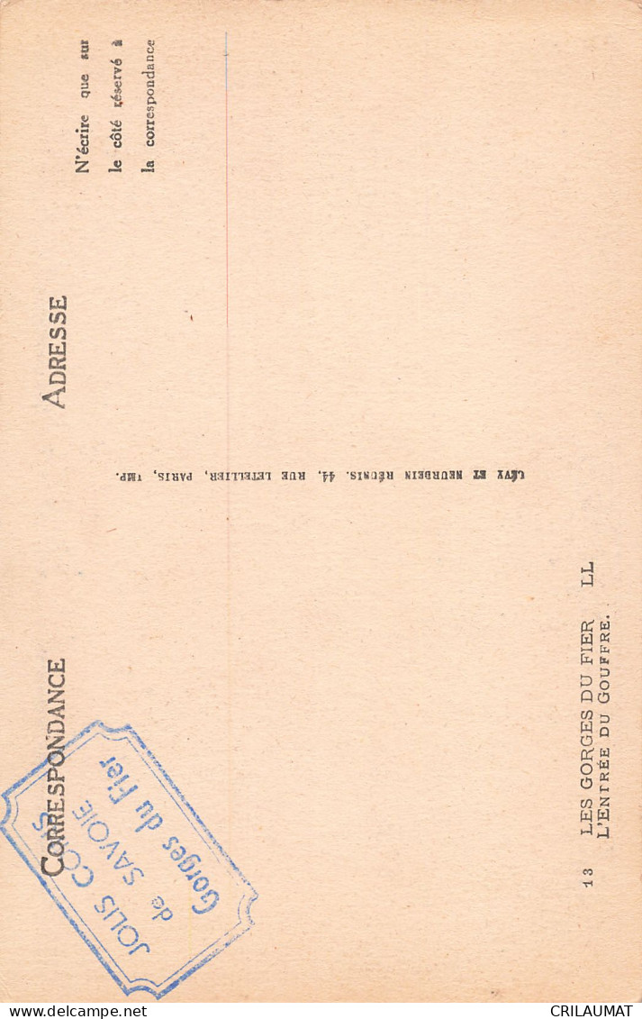 74-GORGES DU FIER-N°T5281-G/0315 - Sonstige & Ohne Zuordnung