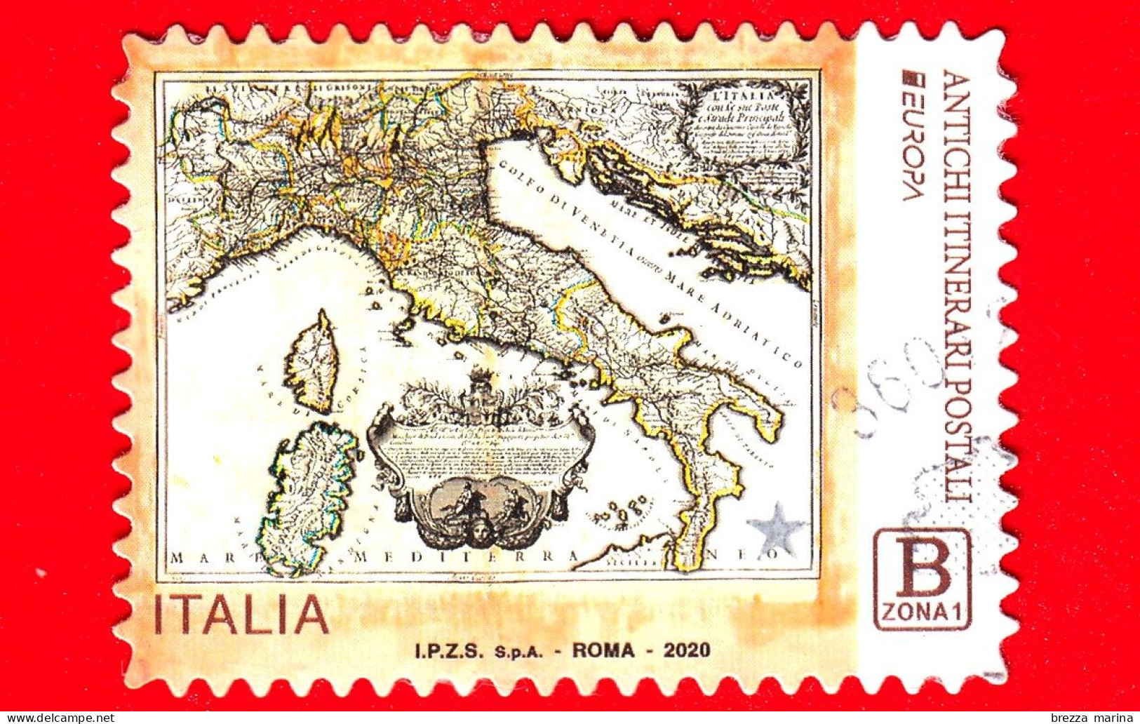 ITALIA - Usato - 2020 - Europa - Antichi Itinerari Postali – Logo - Mappa - B Zona 1 - 2011-20: Used