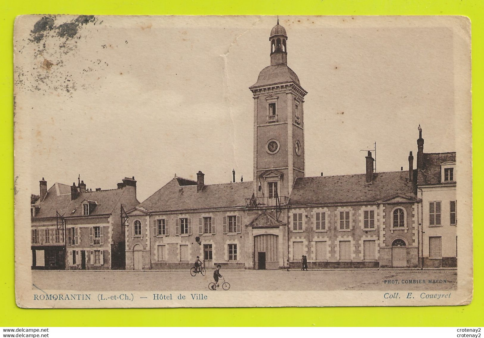 41 ROMORANTIN Hôtel De Ville Animée Enfants Sur Beau Vélo En 1936 Collection E. Coueyret - Romorantin