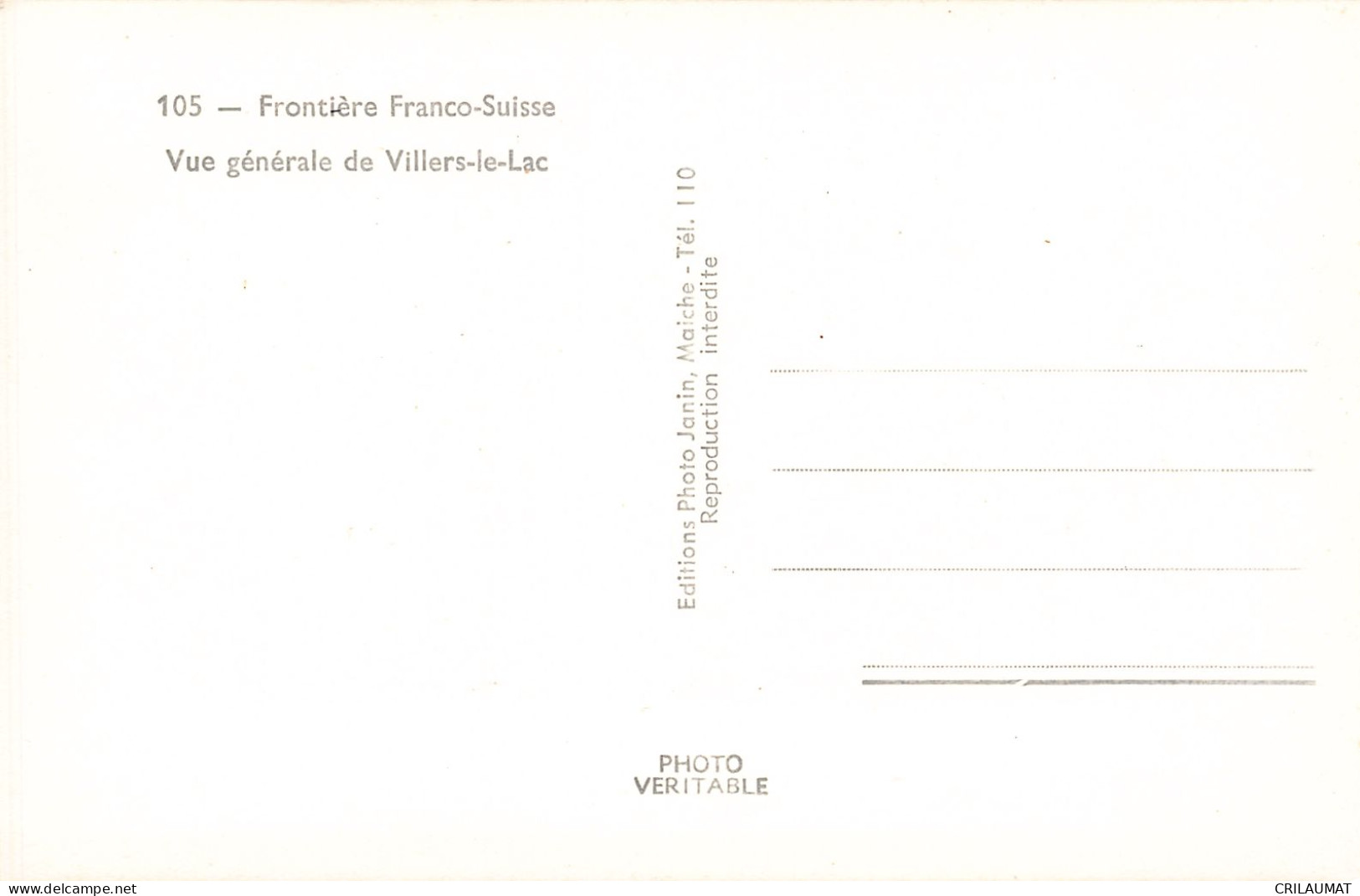 25-VILLERS LE LAC-N°T5282-A/0245 - Other & Unclassified