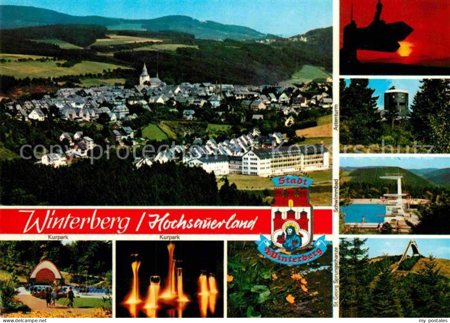 72850901 Winterberg Hochsauerland Panorama Kurpark Konzertpavillon Skisprungscha - Winterberg