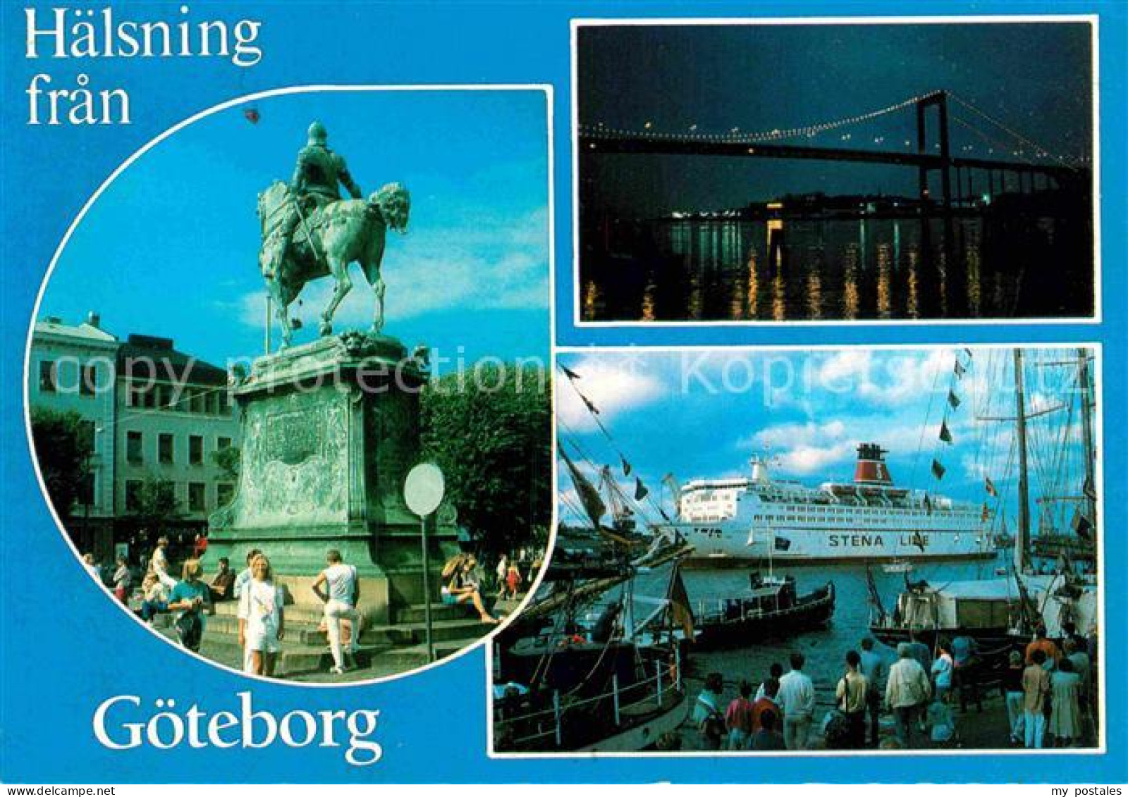 72850843 Goeteborg Denkmal Reiterstandbild Bruecke Faehre Hafen  - Svezia