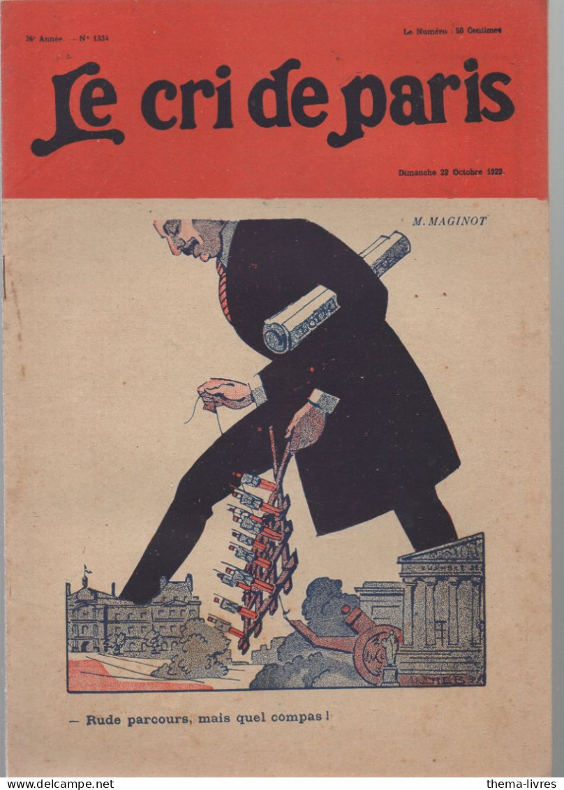 Revue   LE CRI DE PARIS  N° 1334 Octobre 1922   (couv : REB )(CAT4090 / 1334) - Humour