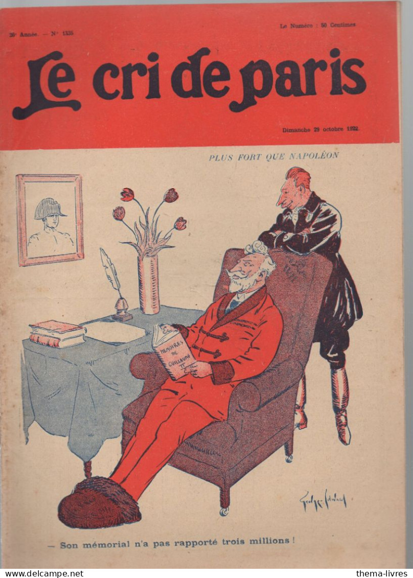 Revue   LE CRI DE PARIS  N° 1335 Octobre 1922   (CAT4090 / 1335) - Humor