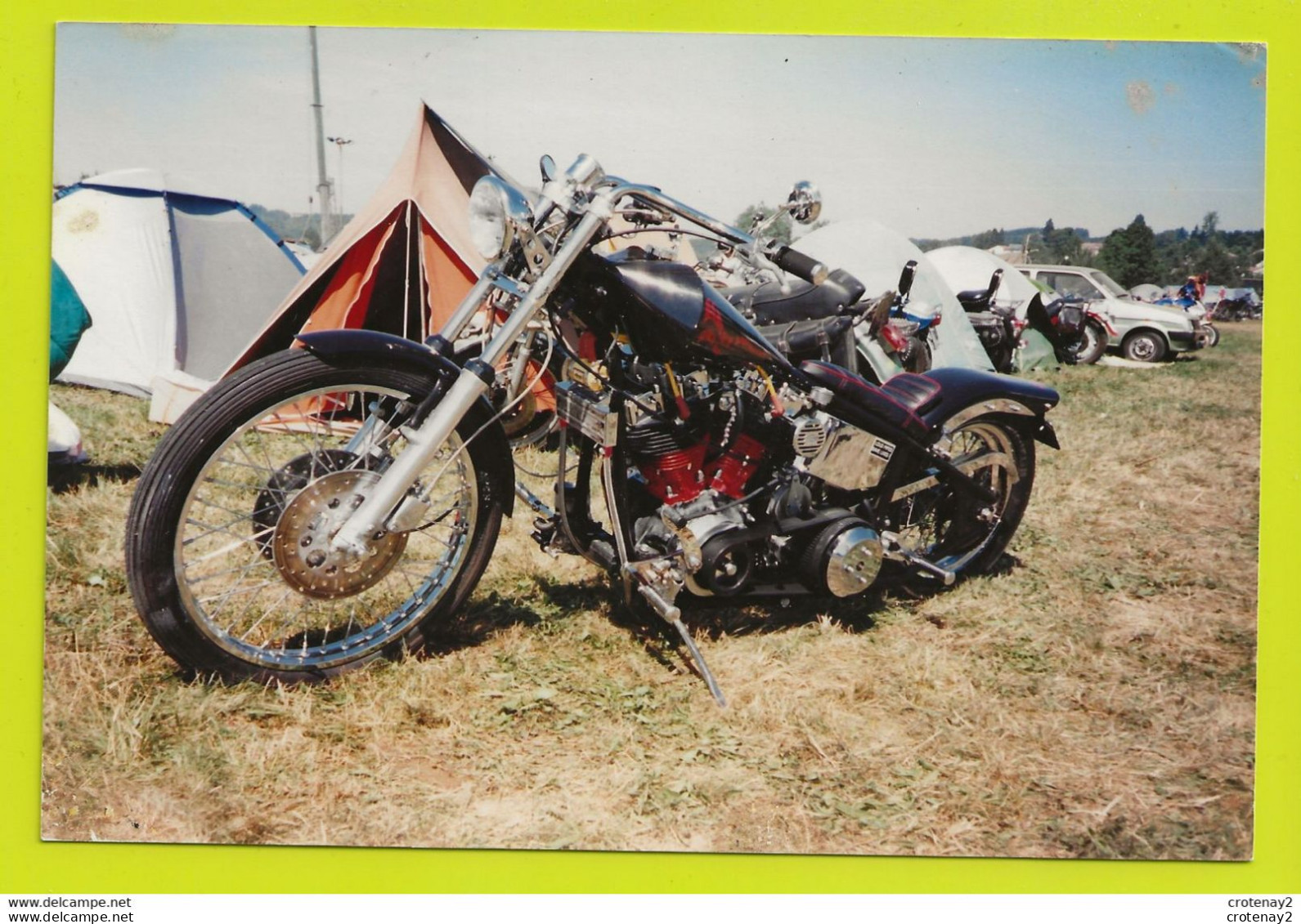 Photo KODAK Originale MOTO HARLEY DAVIDSON Camping Rassemblement ? En 1993 - Andere & Zonder Classificatie
