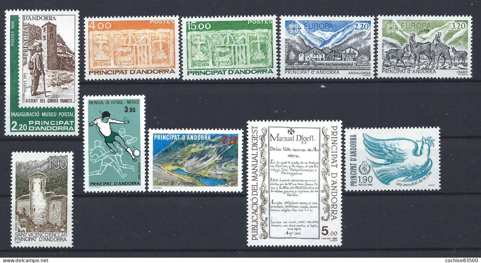 Andorre Lot 10 Tp Neuf** (MNH) Année 1986 - Années Complètes