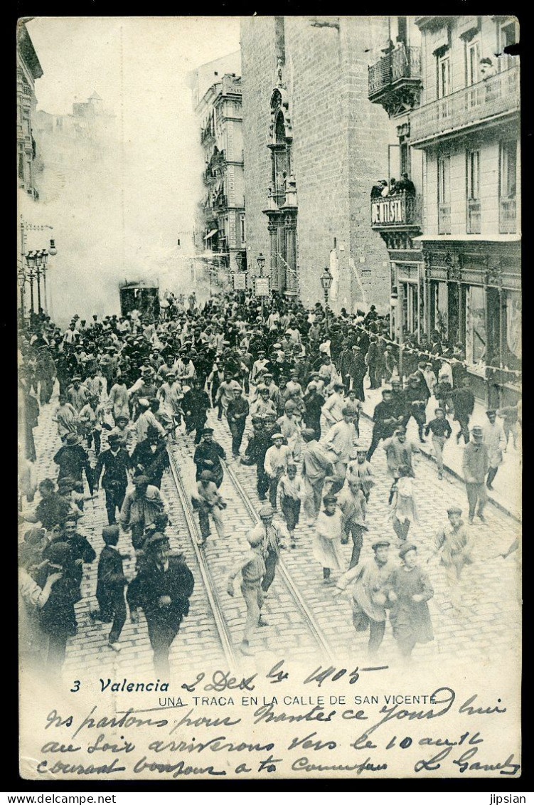 Cpa D' Espagne -- Valencia -- Una Traca En La Calle De San Vicente     MAI24-09 - Valencia