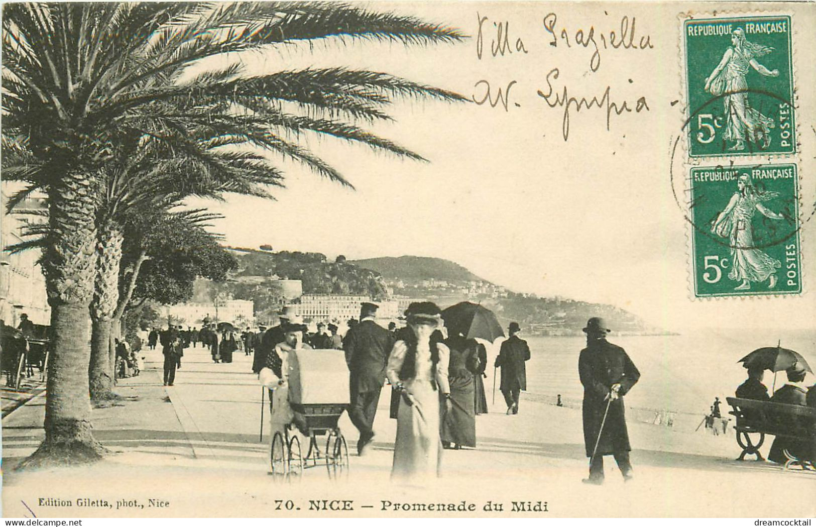 Top Promotion 2 Cpa 06 NICE. Promenade Du Midi Et Vue Route De Villefranche 1909 - Cartas Panorámicas