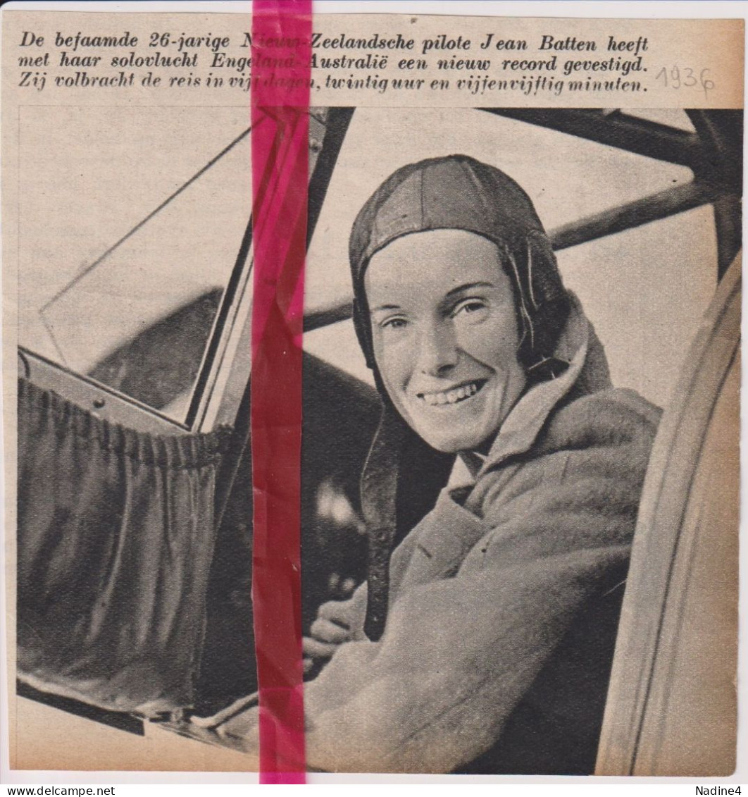 Record Pilote Jean Batten - Orig. Knipsel Coupure Tijdschrift Magazine - 1936 - Unclassified