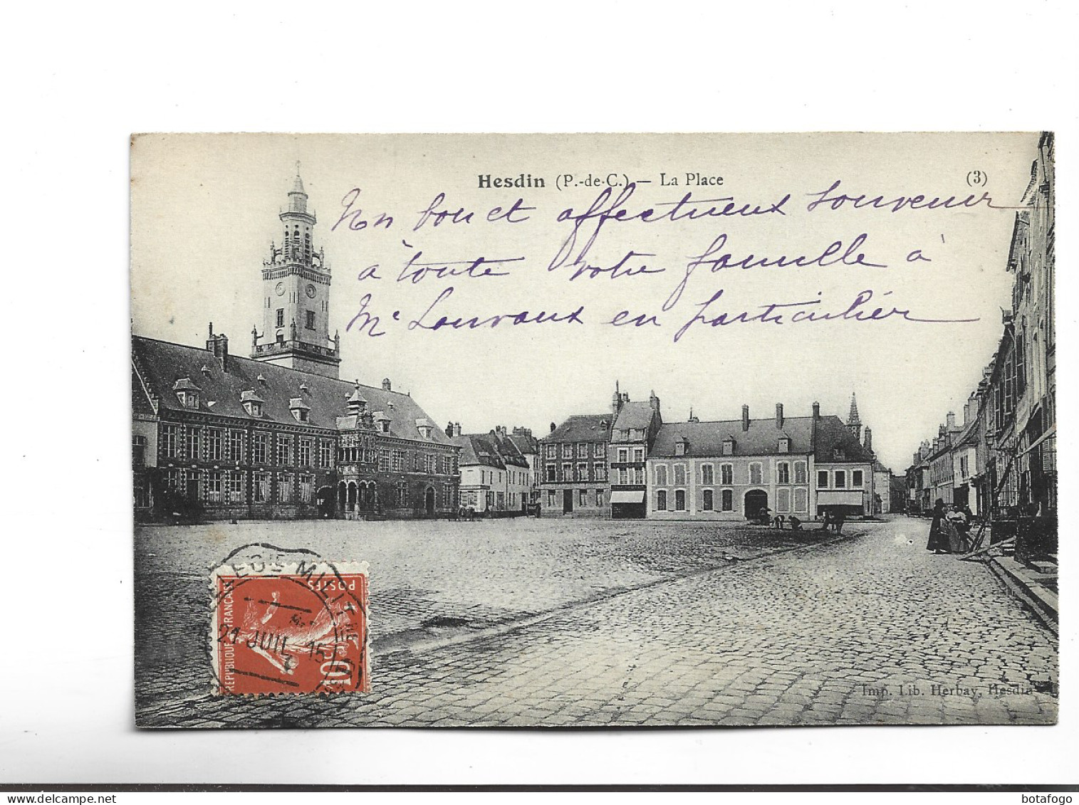 CPA DPT 62 HESDIN , LA PLACE En 1915! - Hesdin