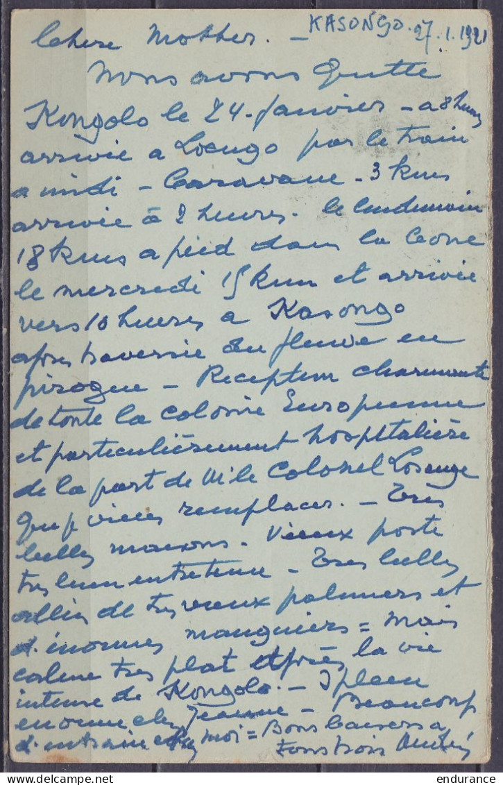 Congo Belge - EP CP (partie Réponse) 10c Orange Càd KASONGO /28 Janvier 1921 Du Commissaire De District Du Mariema André - Interi Postali