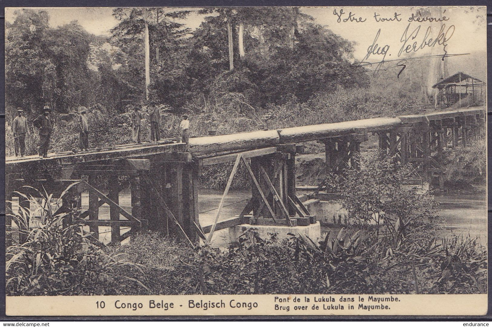 Congo Belge - EP CP 5c Vert "Pont De La Lukula Dans Le Mayumbe" De Mutambo-Mukulu Càd KABINDA /12 JUILLET 1915 Pour Admi - Entiers Postaux