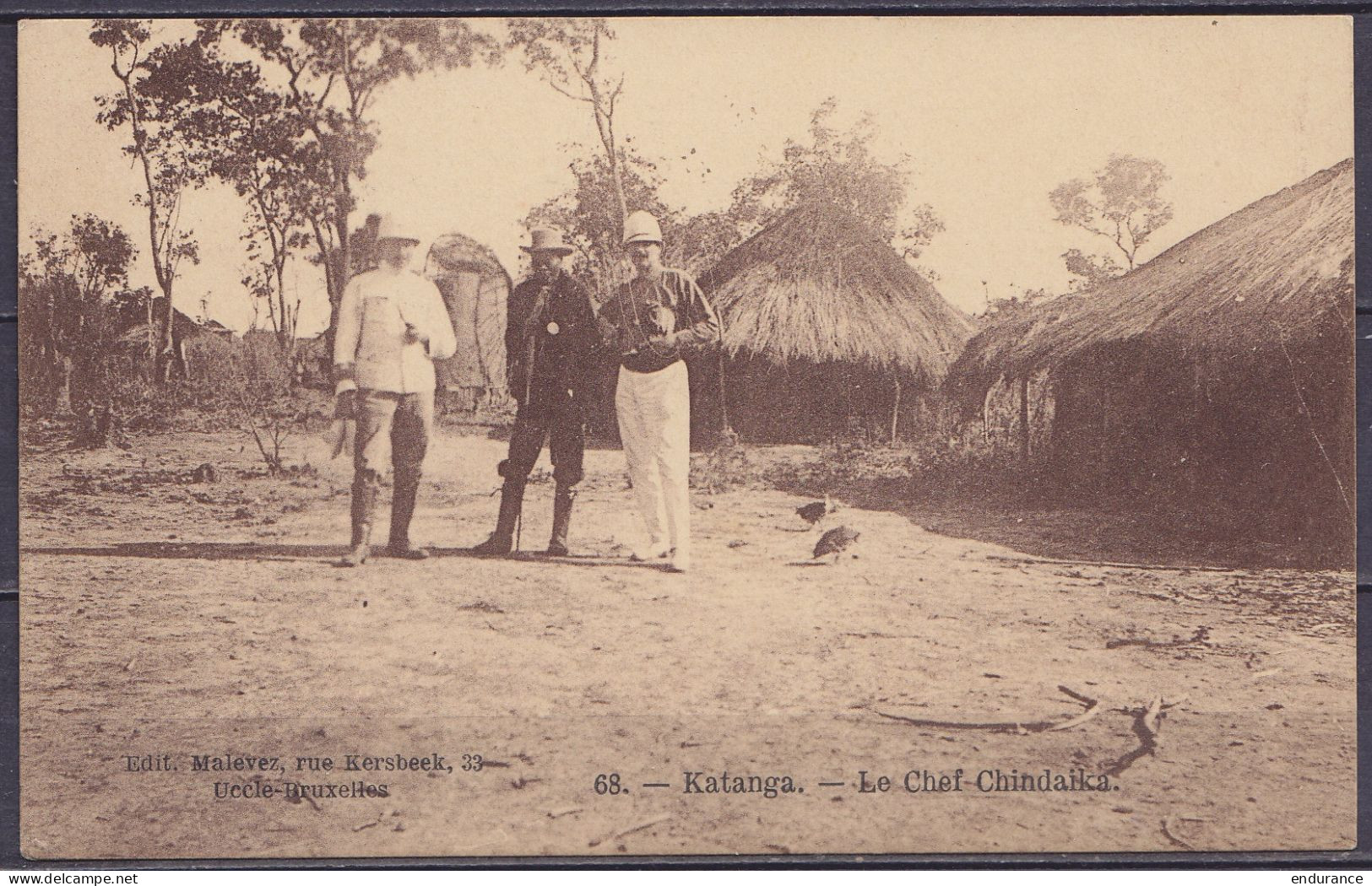 Congo Belge - CP "Katanga - Chef Chindaika" Affr. N°64 Càd KIAMBI /22 MARS 1916 (?) Pour Administrateur Territorial Andr - Briefe U. Dokumente