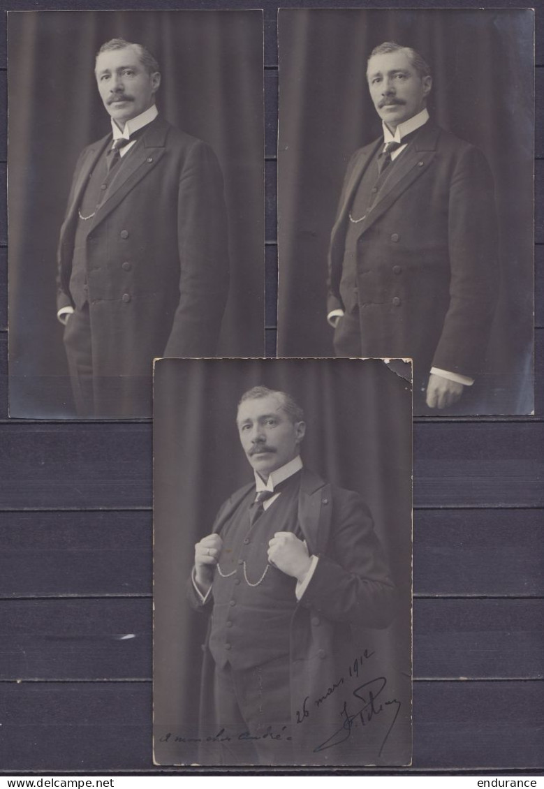 Lot 3 Cartes-photo Félix Gilson (père De André Gilson, Adminsitrateur Au Congo Belge) - Mars 1912 - Personnes Identifiées