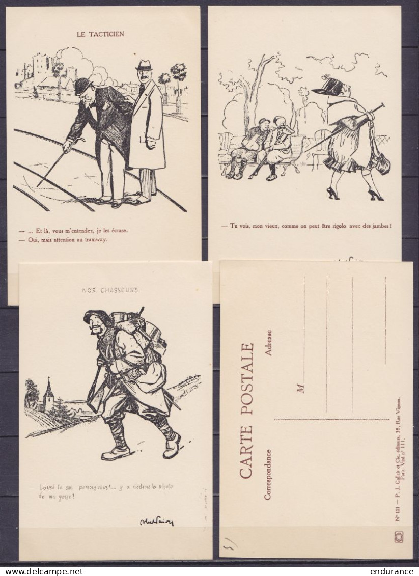 Guerre 14-18 - Lot 6 Cartes Illustrées Noir & Blanc Forain - Guerre 1914-18