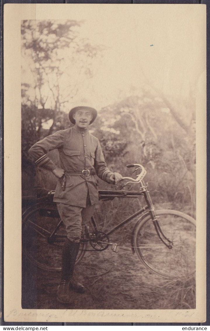 Congo Belge - Carte Photo Commissaire-adjoint De District Adjoint André Gilson Avec Son Vélo Pour Sa Fiancée - 11 Mai 19 - Belgian Congo